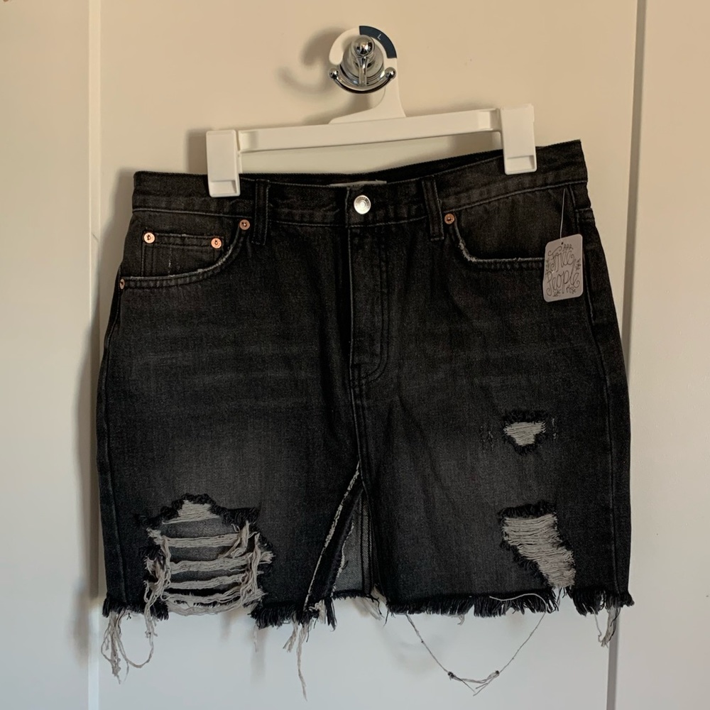 Free People Distressed Denim Skirt